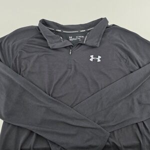 Under Armour Run Mens 2XL Black Golf Heat‎ Gear Fitted Running 1/4 Zip Pullover